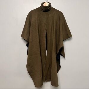 Anthropologie Women’s Dark Green Turtleneck Sweater Poncho/Cape One Size